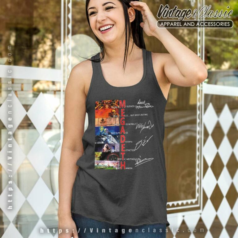Megadeth Members Signatures Tank Top Racerback Megadeth Members Signatures Tank Top Racerback