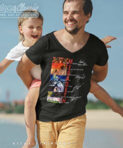 Megadeth Members Signatures V Neck TShirt