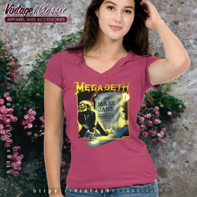 Megadeth Rip Mary Jane V Neck TShirt Megadeth Rip Mary Jane V Neck TShirt
