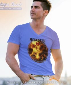 Megadeth Risk Cat V Neck TShirt