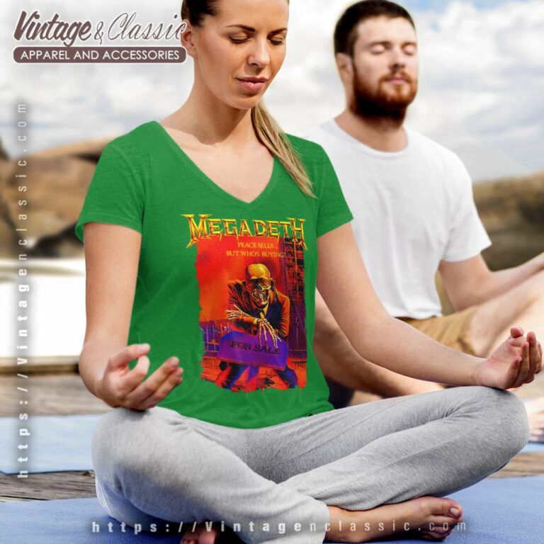 Megadeth Skull Peace Sells V Neck TShirt Megadeth Skull Peace Sells V Neck TShirt