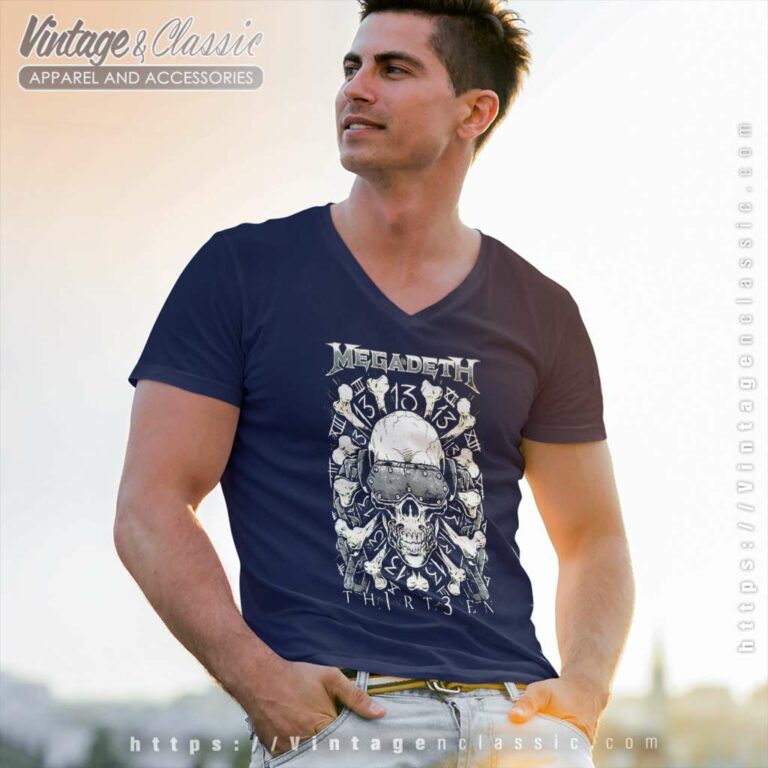 Megadeth Thirteen V Neck TShirt Megadeth Thirteen V Neck TShirt