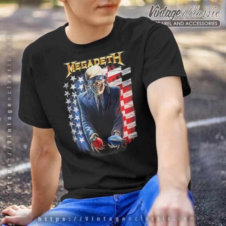 Megadeth USA Flag Sign Tshirt Megadeth USA Flag Sign Tshirt