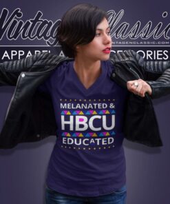 Melanated Hbcu Educated V Neck TShirt