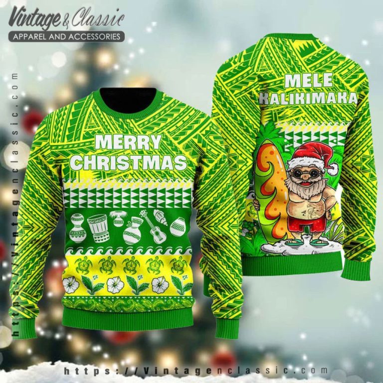 Mele Kalikimaka Santa Ugly Christmas Sweater back Ugly Sweater Mele Kalikimaka Santa Ugly Christmas Sweater back Ugly Sweater