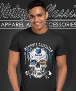 Memphis Grizzlies Harley Davidson Skull T Shirt