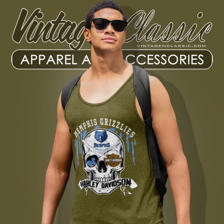 Memphis Grizzlies Harley Davidson Skull Tank Top Racerback Memphis Grizzlies Harley Davidson Skull Tank Top Racerback