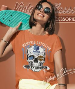 Memphis Grizzlies Harley Davidson Skull Women T Shirt