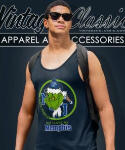 Memphis Tigers Ncaa Christmas Grinch Shirt I Hate People But I Love My Memphis Tank Top Racerback