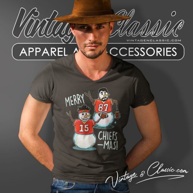 Merry Chiefsmas Snowman V Neck TShirt Merry Chiefsmas Snowman V Neck TShirt