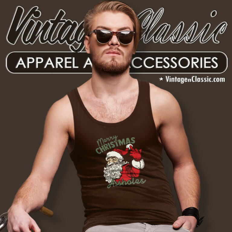 Merry Christmas Assholes Funny Tank Top Racerback Merry Christmas Assholes Funny Tank Top Racerback