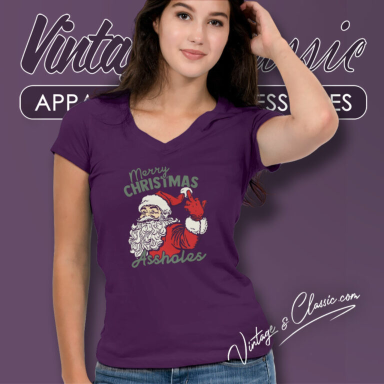 Merry Christmas Assholes Funny V Neck TShirt Merry Christmas Assholes Funny V Neck TShirt