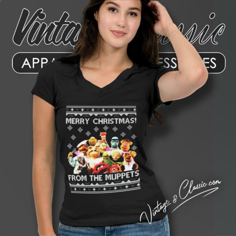 Merry Christmas From The Muppets V Neck TShirt Merry Christmas From The Muppets V Neck TShirt