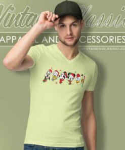 Merry Christmas Mickey And Friends V Neck TShirt