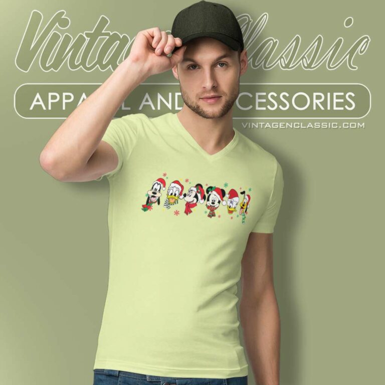 Merry Christmas Mickey And Friends V Neck TShirt Merry Christmas Mickey And Friends V Neck TShirt