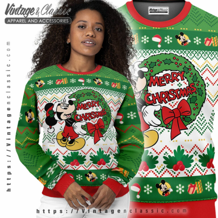 Merry Christmas Mickey Disney Ugly Sweater Women Ugly Sweater Merry Christmas Mickey Disney Ugly Sweater Women Ugly Sweater