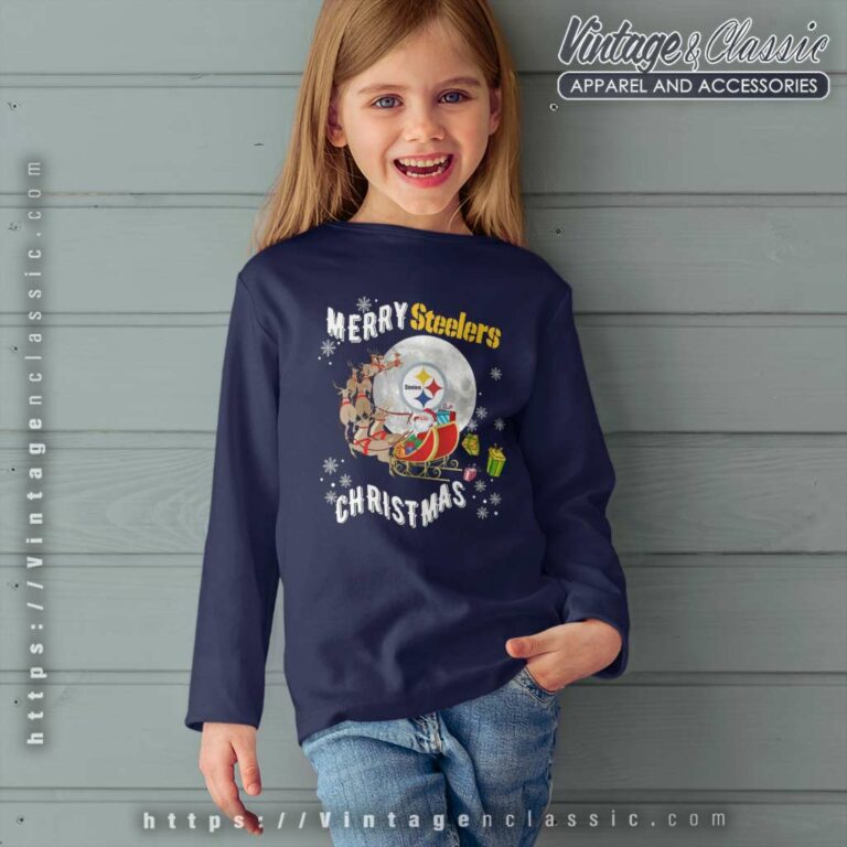 Merry Christmas Santa Claus Football Pittsburgh Steeler Kids Long Sleeve Tee Merry Christmas Santa Claus Football Pittsburgh Steeler Kids Long Sleeve Tee