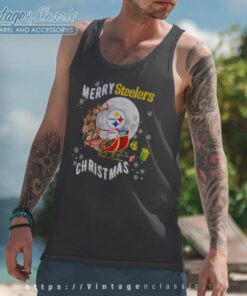 Merry Christmas Santa Claus Football Pittsburgh Steeler Tank Top Racerback