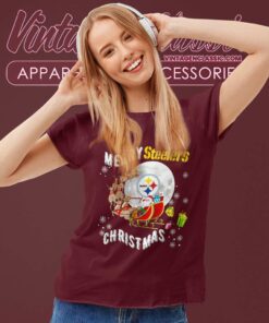 Merry Christmas Santa Claus Football Pittsburgh Steeler Women TShirt