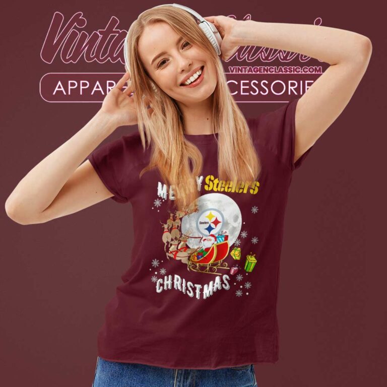 Merry Christmas Santa Claus Football Pittsburgh Steeler Women TShirt Merry Christmas Santa Claus Football Pittsburgh Steeler Women TShirt
