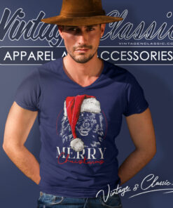 Merry Christmas Santa Dog Mom Gift Present Shirt 4 Merry Christmas Santa Dog Mom Gift Present V Neck TShirt