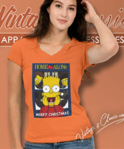 Merry Christmas Shirt Simpsons Home Alone V Neck TShirt