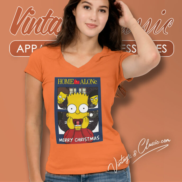 Merry Christmas Shirt Simpsons Home Alone V Neck TShirt Merry Christmas Shirt Simpsons Home Alone V Neck TShirt