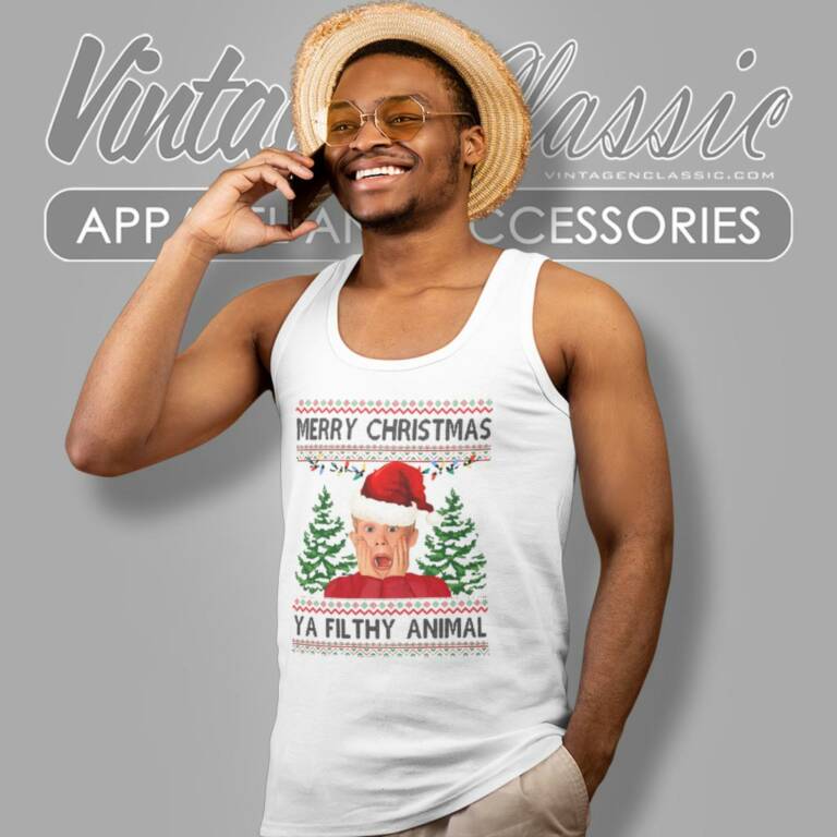 Merry Christmas Shirt Ya Filthy Animal Tank Top Racerback Merry Christmas Shirt Ya Filthy Animal Tank Top Racerback