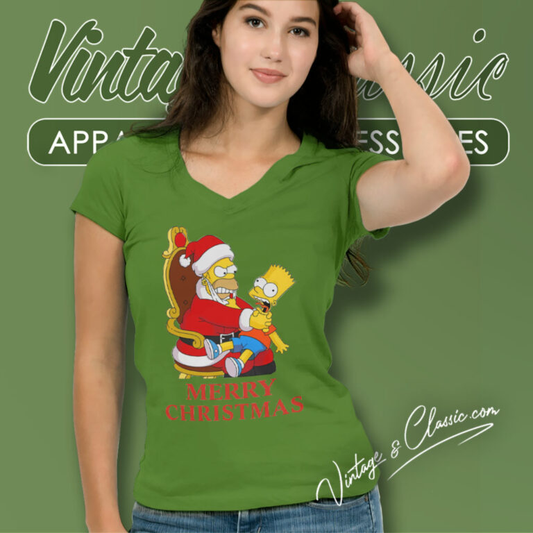 Merry Christmas The Simpsons V Neck TShirt Merry Christmas The Simpsons V Neck TShirt