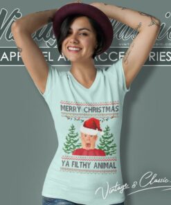 Merry Christmas Ya Filthy Animal V Neck TShirt