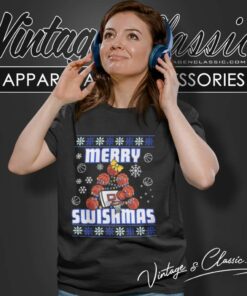 Merry Swishmas Shirt Basketball Ugly Christmas Women TShirt