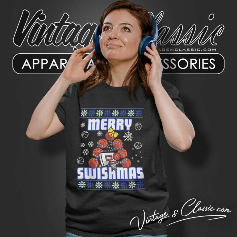 Merry Swishmas Shirt Basketball Ugly Christmas Women TShirt Merry Swishmas Shirt Basketball Ugly Christmas Women TShirt