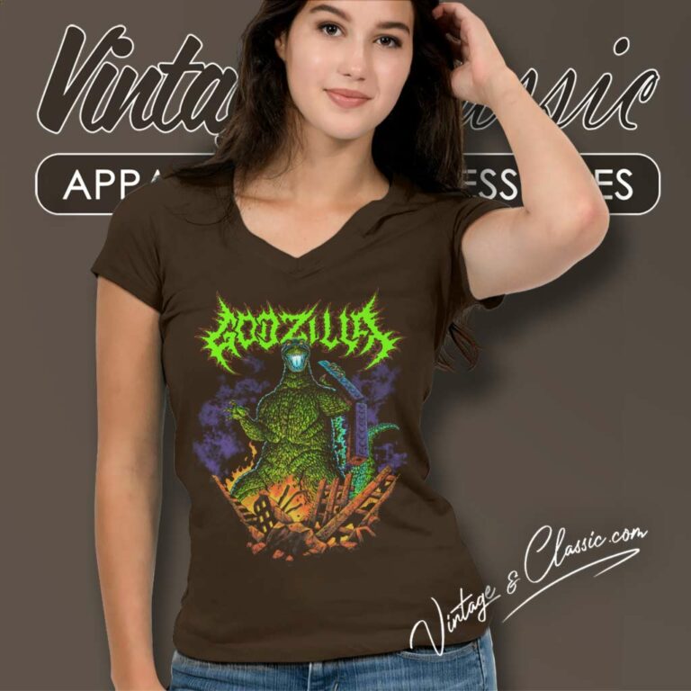 Metalcropolis Godzilla V Neck TShirt Metalcropolis Godzilla V Neck TShirt