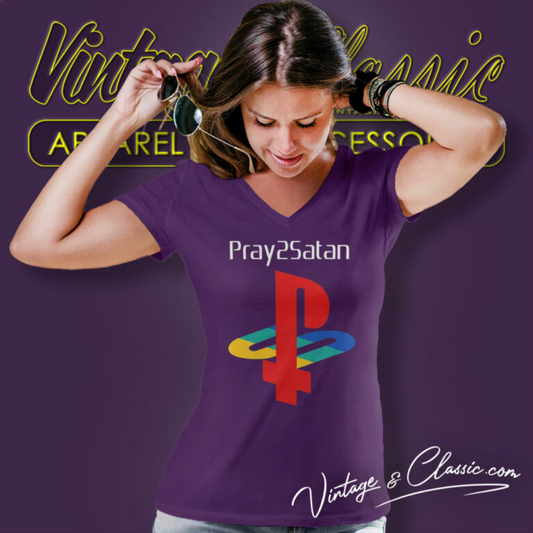 Metallica Inc Anchorsand Merch Pray2satan V Neck TShirt Metallica Inc Anchorsand Merch Pray2satan V Neck TShirt