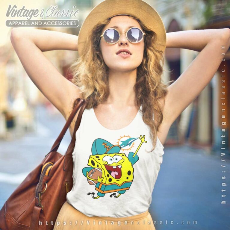 Miami Dolphin Football Spongebob Tank Top Racerback Miami Dolphin Football Spongebob Tank Top Racerback