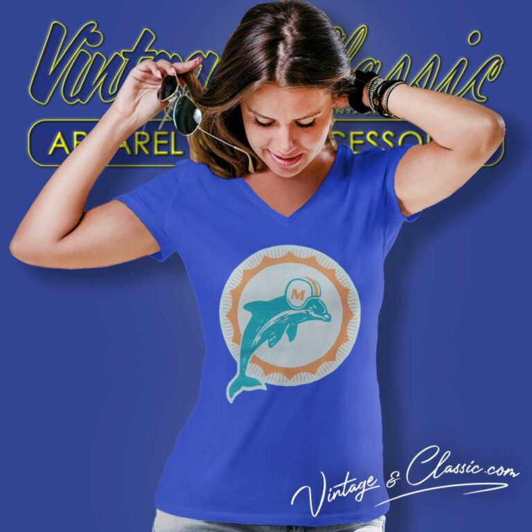 Miami Dolphins 66 Logo Nfl V Neck TShirt Miami Dolphins 66 Logo Nfl V Neck TShirt