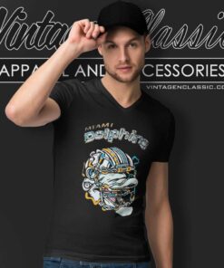 Miami Dolphins Artistic Mascot V Neck TShirt