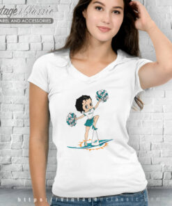 Miami Dolphins Betty Boop Cheerleader V Neck TShirt