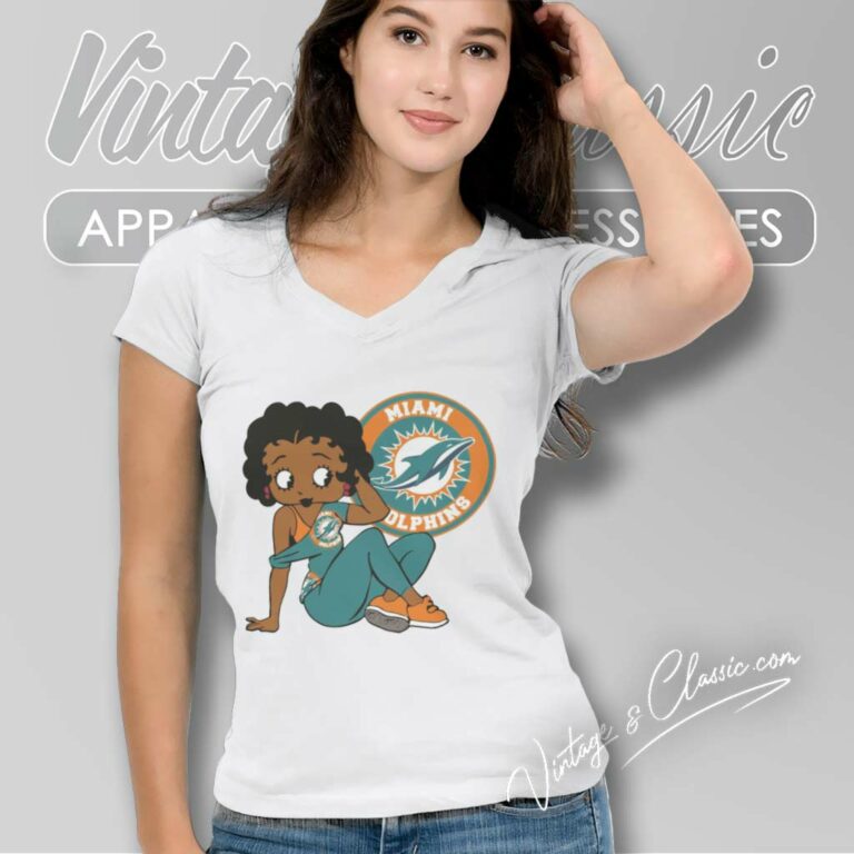 Miami Dolphins Betty Boop V Neck TShirt Miami Dolphins Betty Boop V Neck TShirt