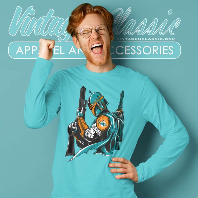 Miami Dolphins Boba Fett Star Wars Long Sleeve Tee Miami Dolphins Boba Fett Star Wars Long Sleeve Tee
