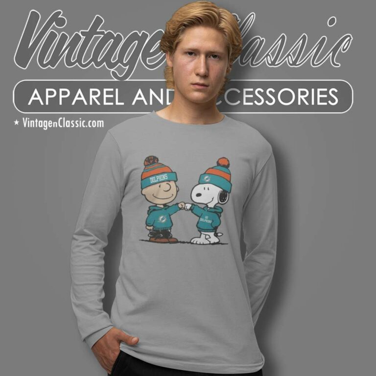 Miami Dolphins Charlie Brown And Snoopy Wear Hoodie Football Long Sleeve Tee Miami Dolphins Charlie Brown And Snoopy Wear Hoodie Football Long Sleeve Tee