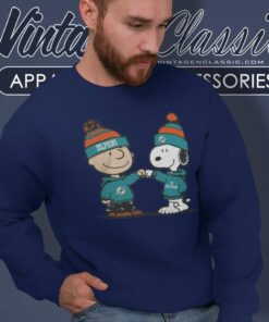 Miami Dolphins Charlie Brown And Snoopy Wear Hoodie Football Sweatshirt