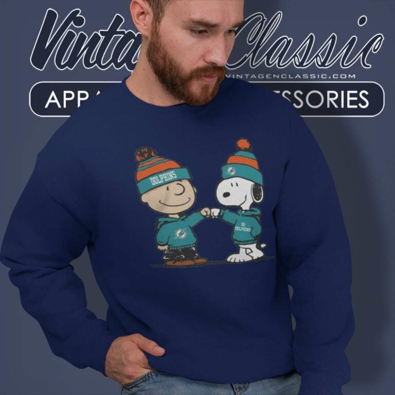 Miami Dolphins Charlie Brown And Snoopy Wear Hoodie Football Sweatshirt Miami Dolphins Charlie Brown And Snoopy Wear Hoodie Football Sweatshirt