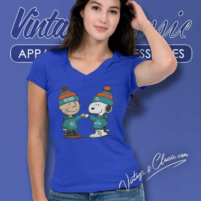 Miami Dolphins Charlie Brown And Snoopy Wear Hoodie Football V Neck TShirt Miami Dolphins Charlie Brown And Snoopy Wear Hoodie Football V Neck TShirt