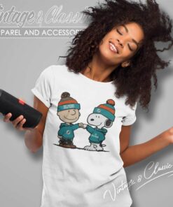 Miami Dolphins Charlie Brown And Snoopy Wear Hoodie Football Women TShirt