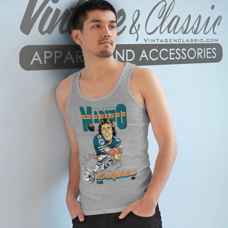 Miami Dolphins Dan Marino 13 Caricature Tank Top Racerback Miami Dolphins Dan Marino 13 Caricature Tank Top Racerback