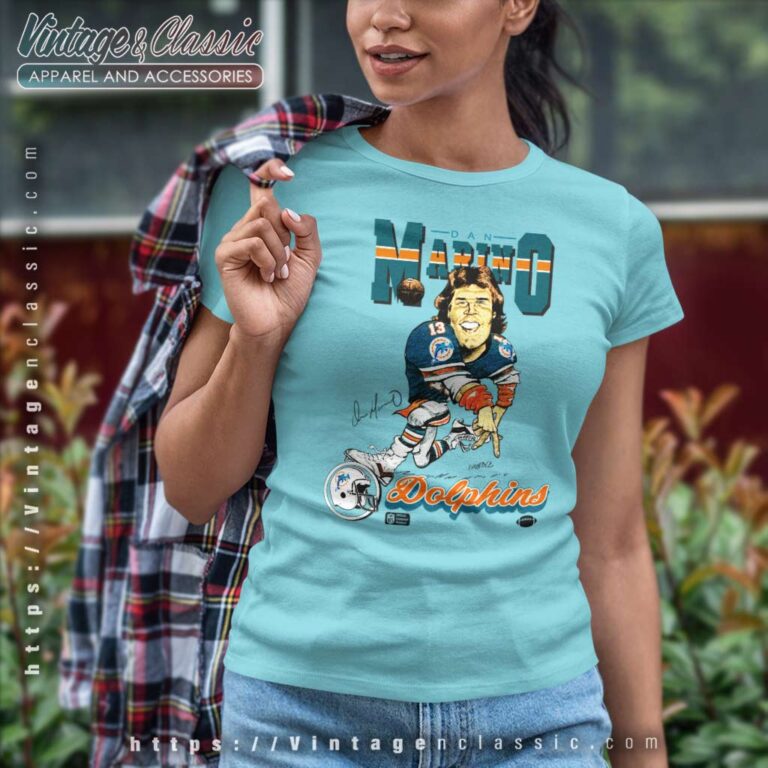 Miami Dolphins Dan Marino 13 Caricature Women TShirt Miami Dolphins Dan Marino 13 Caricature Women TShirt