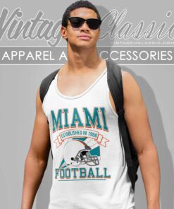 Miami Dolphins Established In 1966 Logo Football Helmet Tank Top Racerback