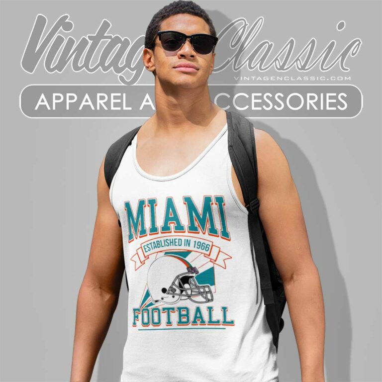 Miami Dolphins Established In 1966 Logo Football Helmet Tank Top Racerback Miami Dolphins Established In 1966 Logo Football Helmet Tank Top Racerback