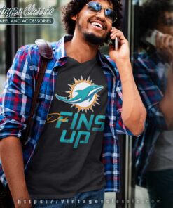Miami Dolphins Fins Up V Neck TShirt